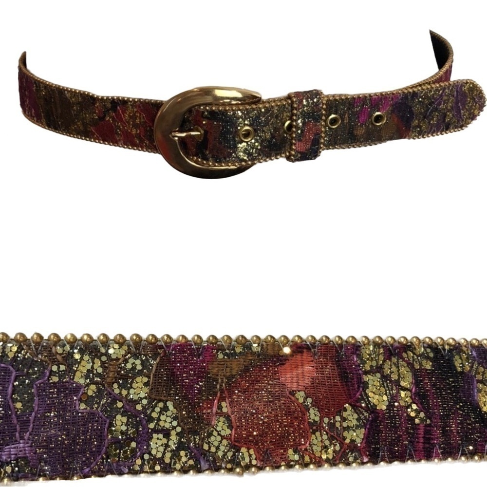 Elite Floral Gold Metallic Accent Belt